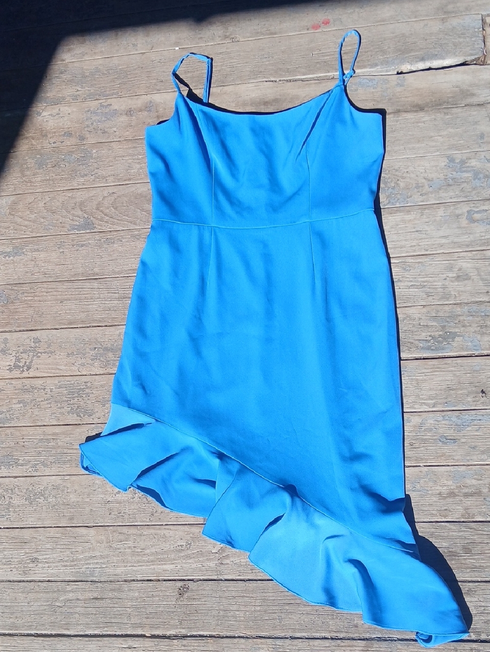 Aidan Mattox Electric Blue Asymmetrical Ruffle Slip Dress Size 10
